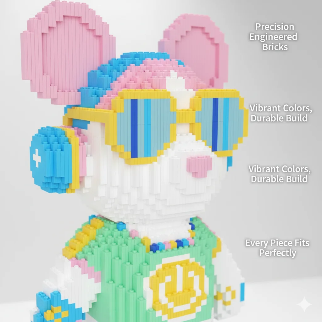 Blocs de construction ours de dessin animé 45cm, jouet à assembler coloré, Puzzle, figurine adaptée à la plupart des systèmes de briques pour enfants et adultes, décor cadeau