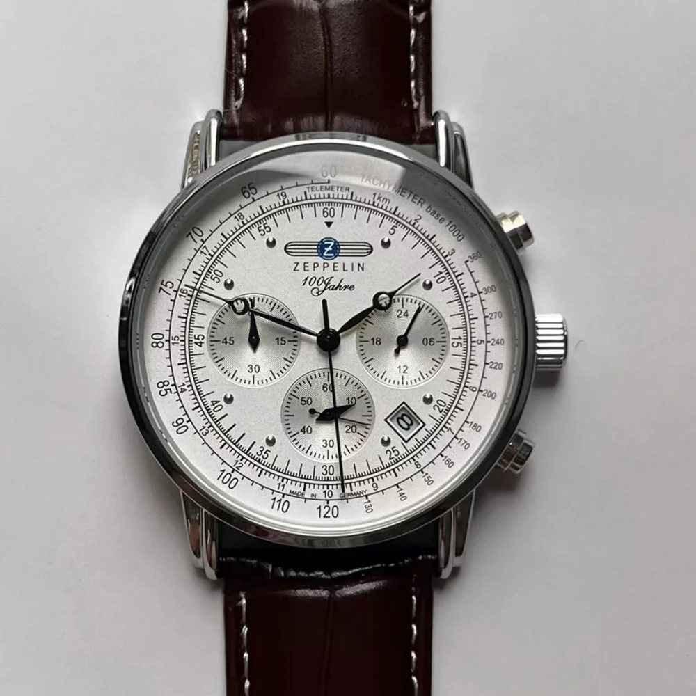 2026New Zeppelin Airship Automatic Date Mens Leather Band Fashion Luxury  Business Cases Men Watches Gift Men's Waterproof Watch