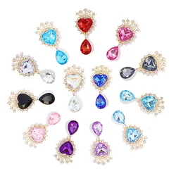 2024 New Crystal Brooch 44*20mm 10Pcs Golden Pendant Accessories Fashion Gorgeous Wedding Invitation Holiday Creative Decoration
