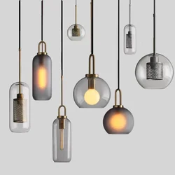Nordic Modern Vintage Pendant Lamp Style Loft Restaurant Living Room Bar Bedside Glass Light Industrial Lighting Hanging Indoor