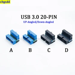Cltgxdd 1piece USB 3.0 20-pin male and female expansion adapter, used for motherboard connector sockets, angle 90 degree