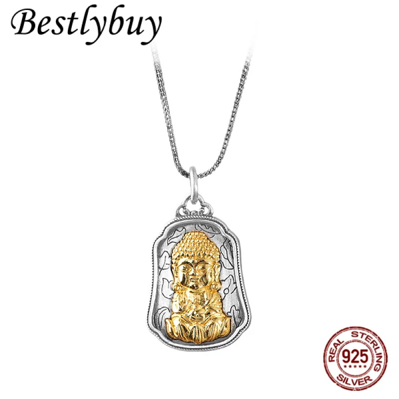 

НОВЫЙ 990-футовый серебряный персонализированный аптековый лотос, маленький кулон Будды для мужчин и женщин, простой и модный счастливый подарок