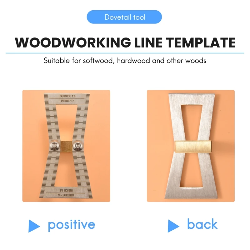 Dovetail Marker, Hand Cut Wood Joints Gauge Dovetail Guide Tool With Scale, Dovetail Template Size 1: 5-1: 6 And 1: 7-1: 8 For W