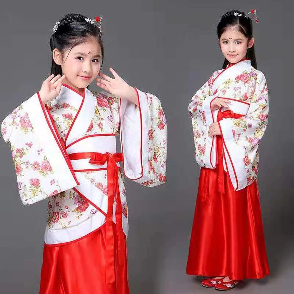 

Красный, белый традиционный Hanfu одежда для костюмированных игр, древней китайской династии Тан платье императрицы женские древней китайской костюм в китайском стиле верхняя одежда для детей