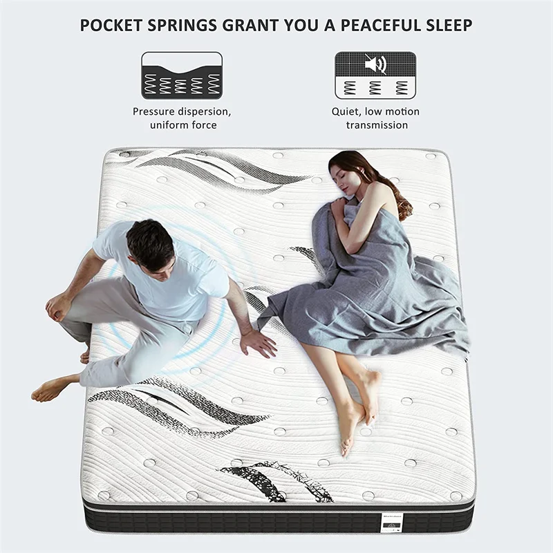 Luxury Top Pocket Spring Mattress with Cooling Gel Memory Latex box spring mattress compression type wholesale price