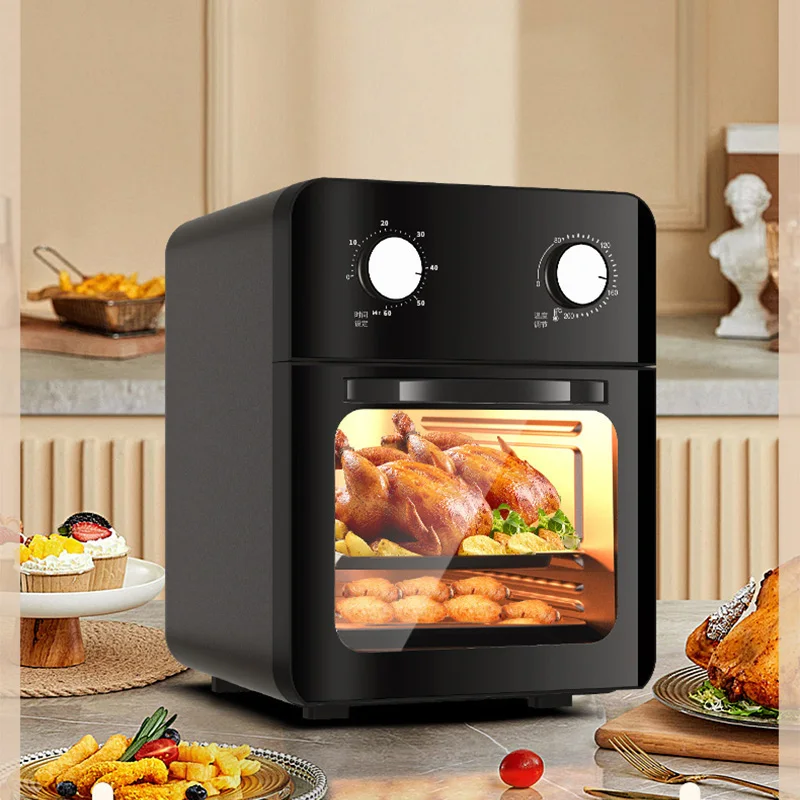Forno Multifuncional 10L/20L com Esterilização de Utensílios, Fritadeira a Ar, Cozimento a Vapor e Janela de Visualização Transparente