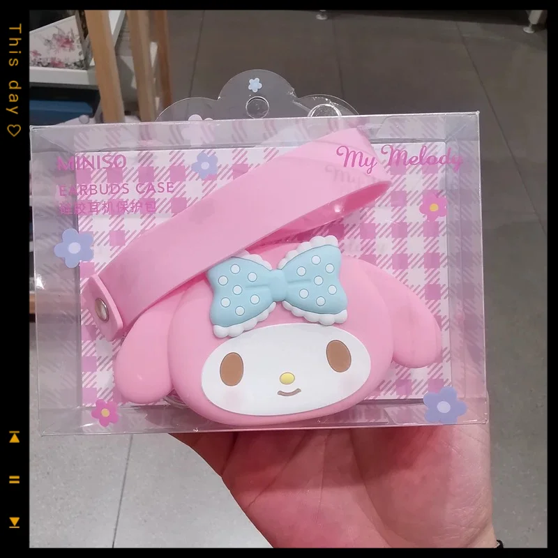 

Sanrio animation peripheral keychain Melody silicone earphone protection bag Kuromi cute coin purse keychain toy women