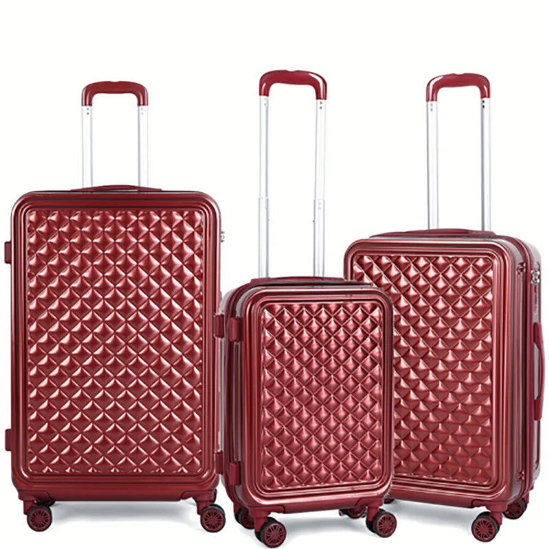 ABS Luggage Case 3-piece Set Suitcase on Wheels Large Size Red Travel Bag Mala De Viagem