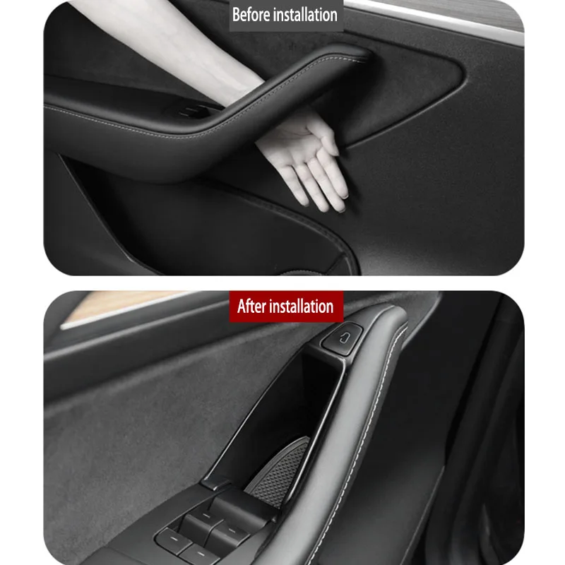For Tesla Model 3/Y Door Side Storage Box Handle Pocket Armrest Driver Passenger Storage Tray Container Organizer