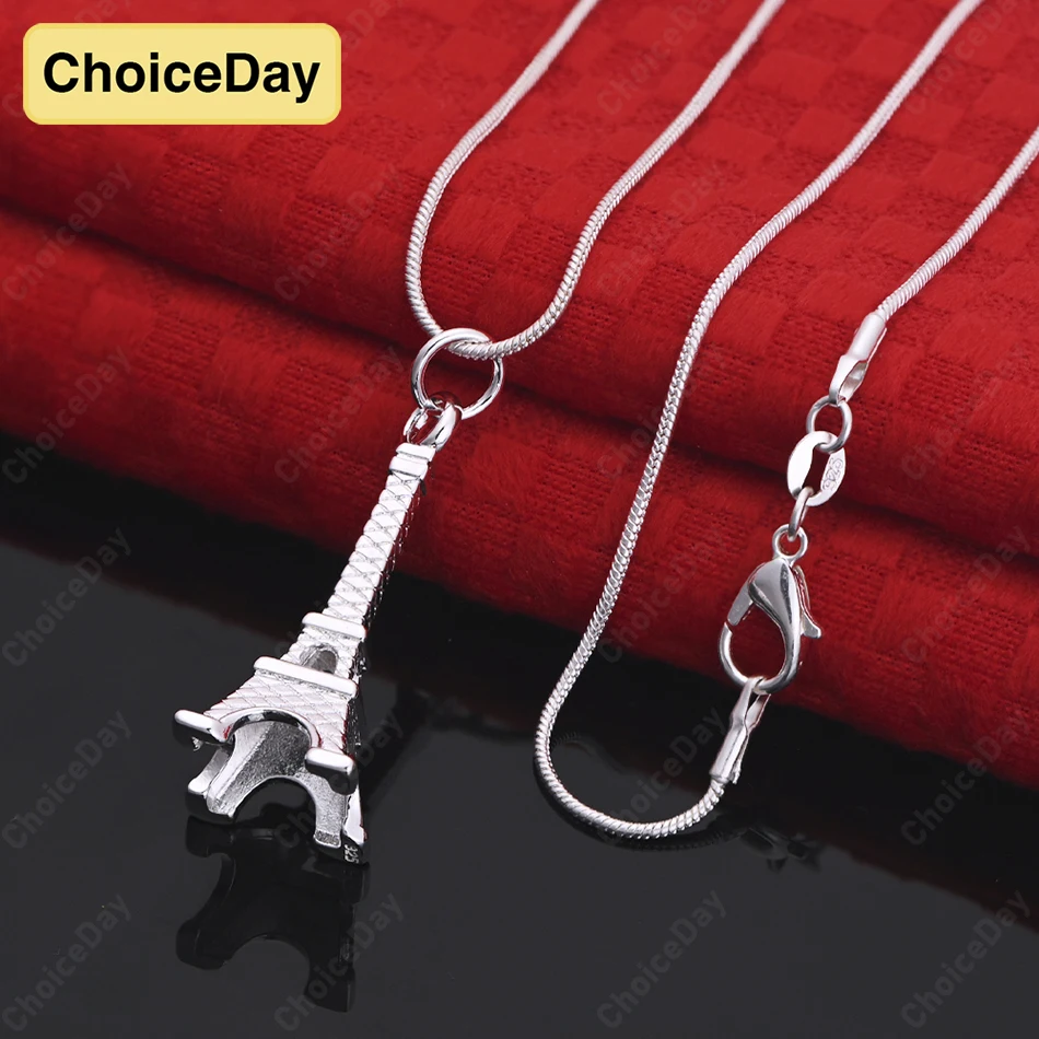 

ChoiceDay Fashion 925 Sterling Silver Exquisite Tower Pendant Necklace Women's Accessories Gift Jewelry Party