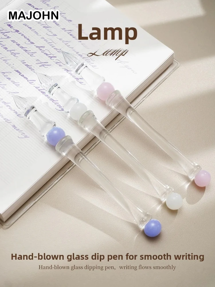 MAJOHN Lamp Shade Crystal Glass Dip Pen Drawing Hand Account Line DIY Creation Smooth Writing Office School Supplies Stationery