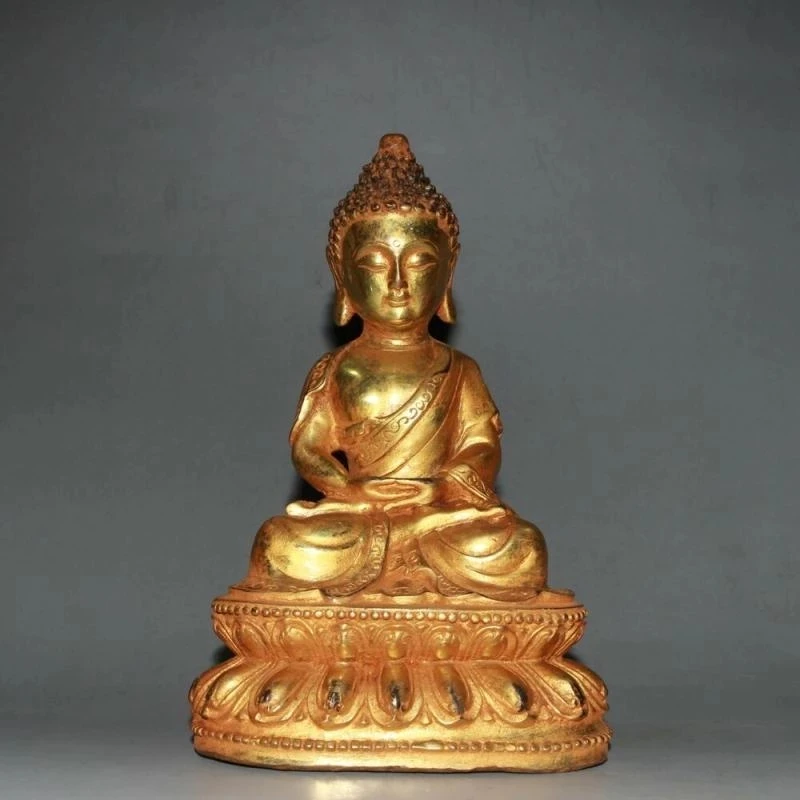 

Collect Chinese Brass Gilding Buddhism Sakyamuni Buddha Sit Louts Statue