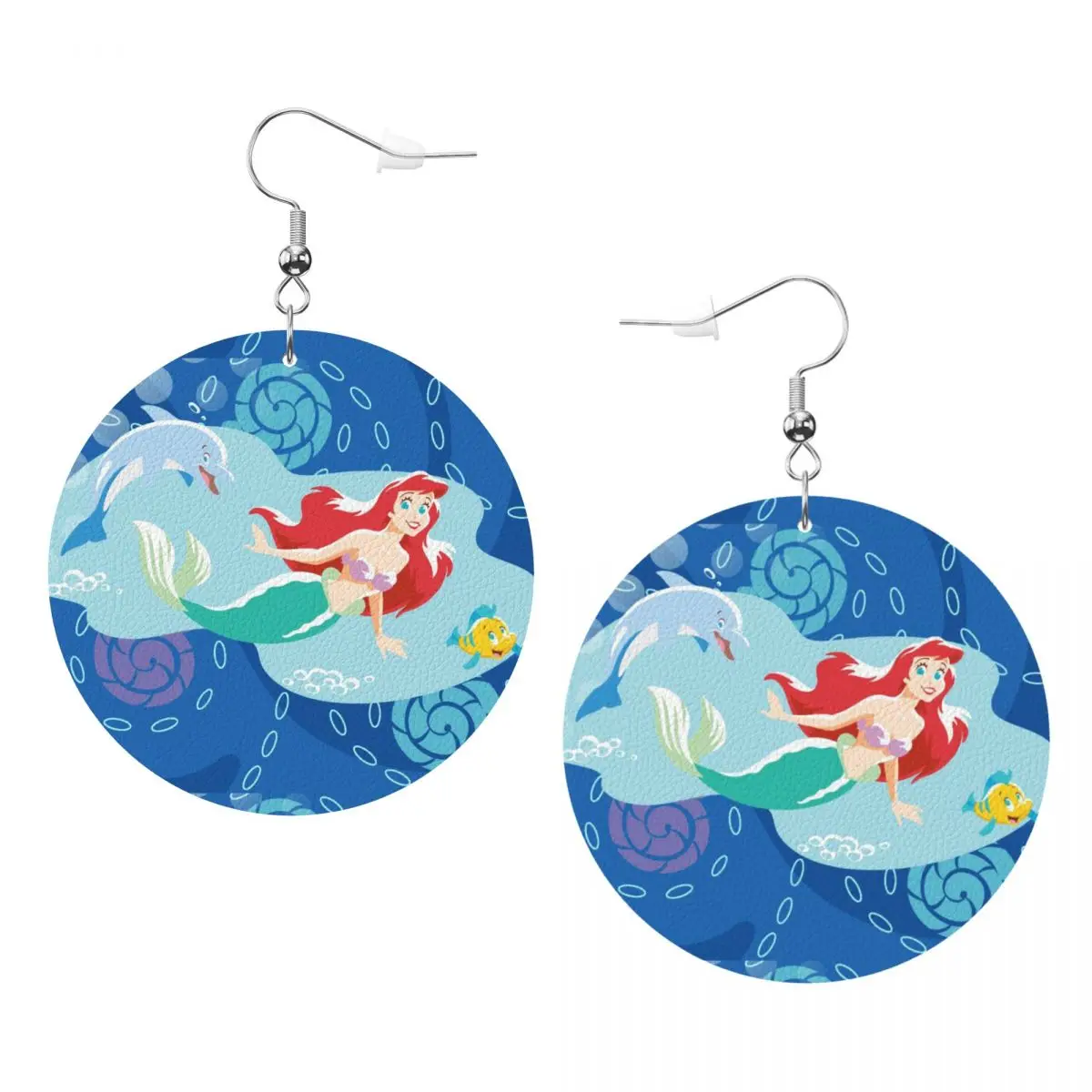 

Индивидуальные висячие серьги-капли «Русалочка» из ПВХ-кожи, в форме слезы, с принцессой Ариэль, для подарков, изящные украшения