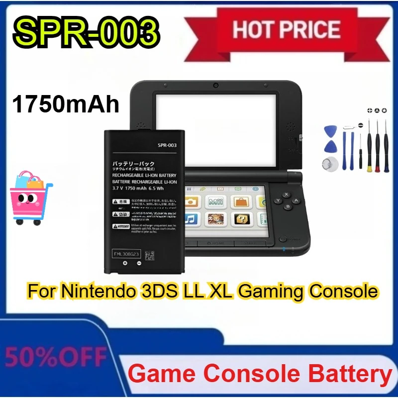 

New 3.7V 1750mAh SPR-003 Lithium-ion Battery for Nintendo 3DS LL XL Gaming Console with Tools