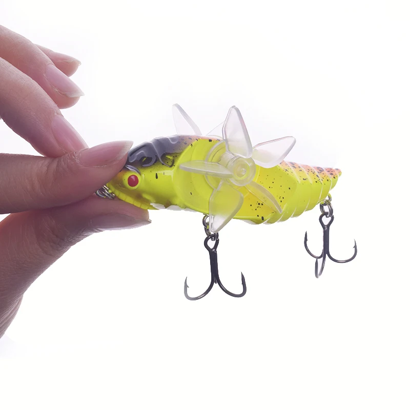 Señuelos de Pesca de piezas Cicada Topwater, cebo Artificial Wobblers giratorio doble, aparejos de arrastre, 7,5 cm, 15,5g