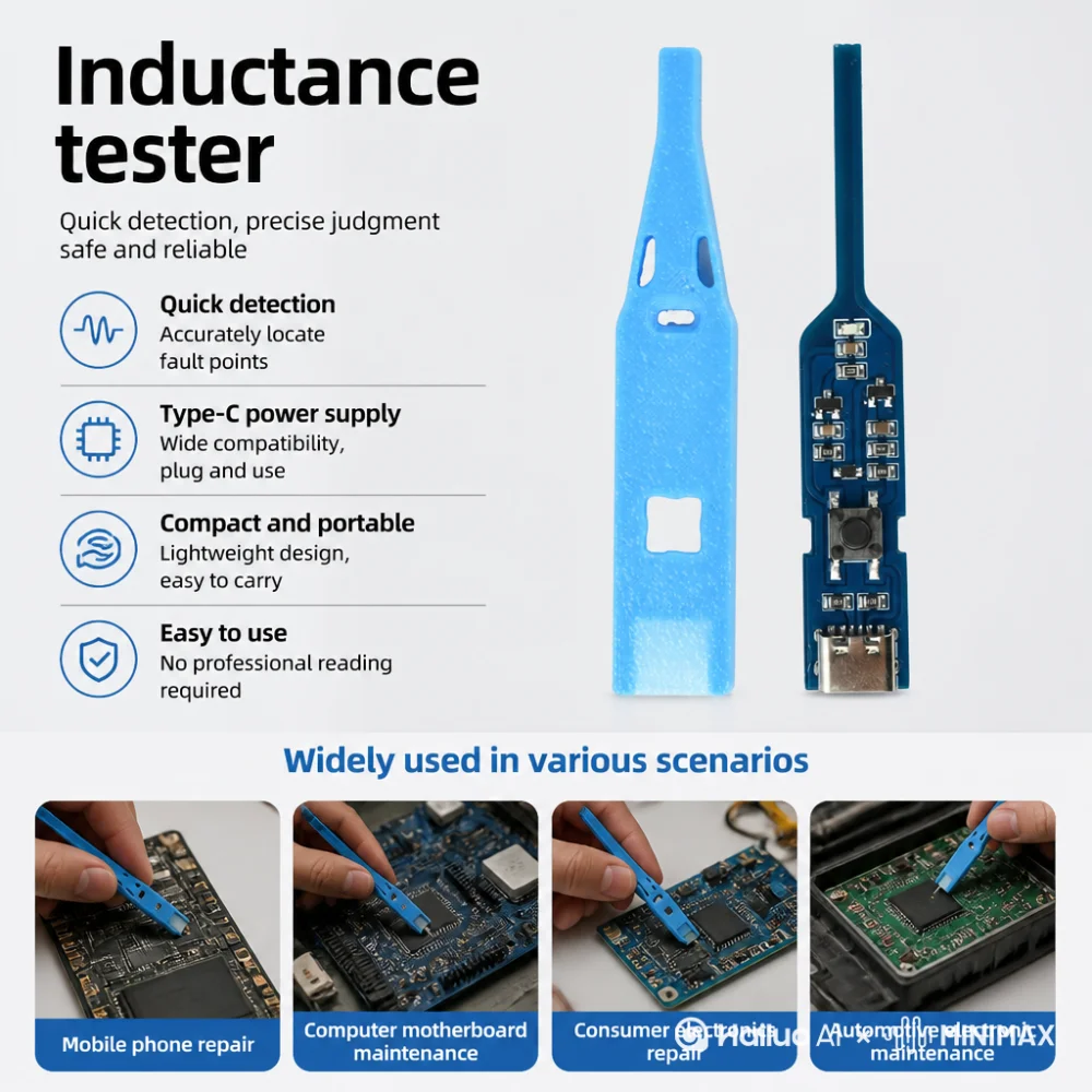 DM76 New Motherboard Coil Tester Inductor Detector Tool for Phone/pad Repair Quick Checking With case