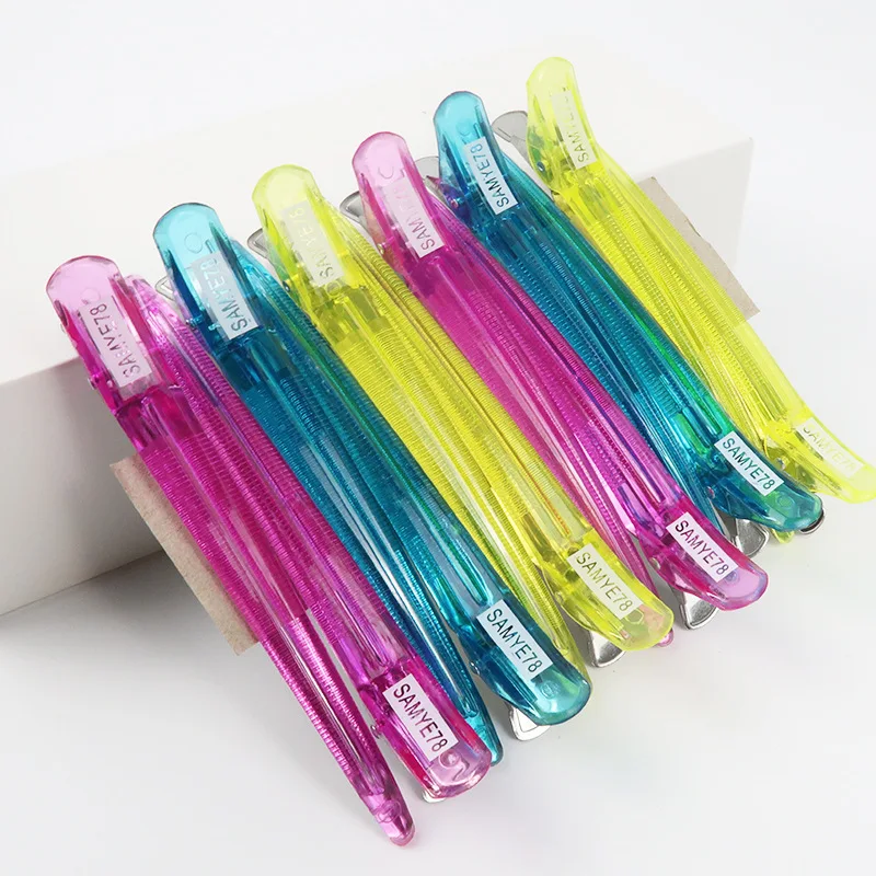 12pcs Colorful Hair Section Clips Professional Hairdressing Alligator Hair Clips Clamps Holding Claw Hairpins Barber Accessories