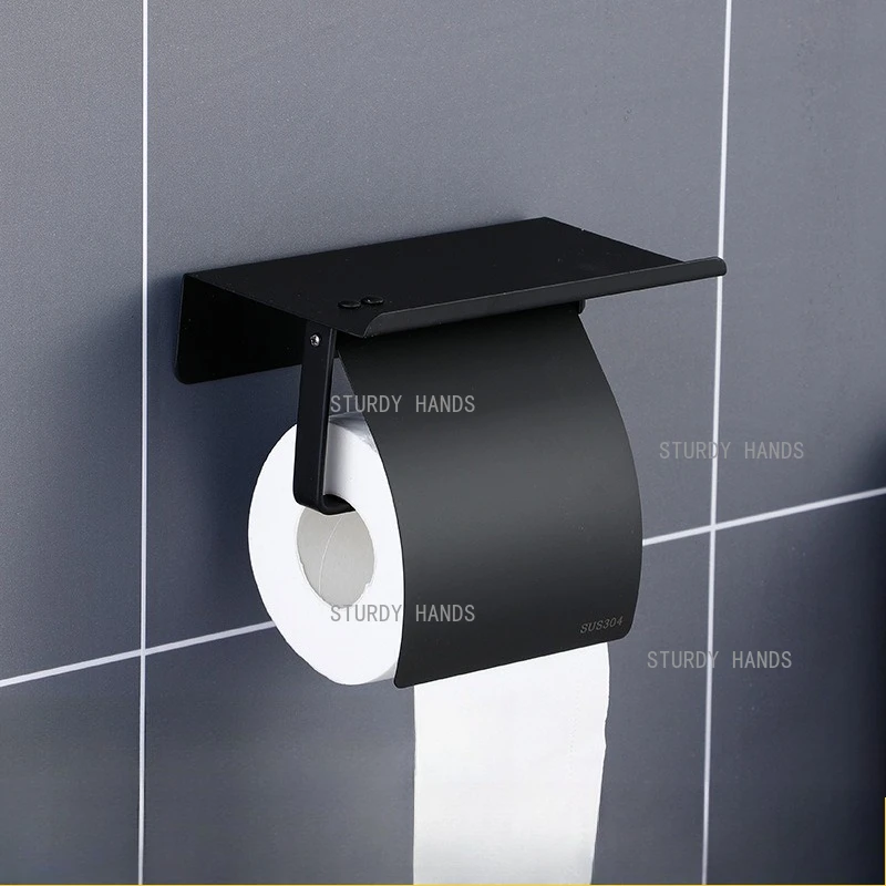 

Stainless steel non perforated household tissue holder bathroom hotel mobile phone roll paper holder 1pc