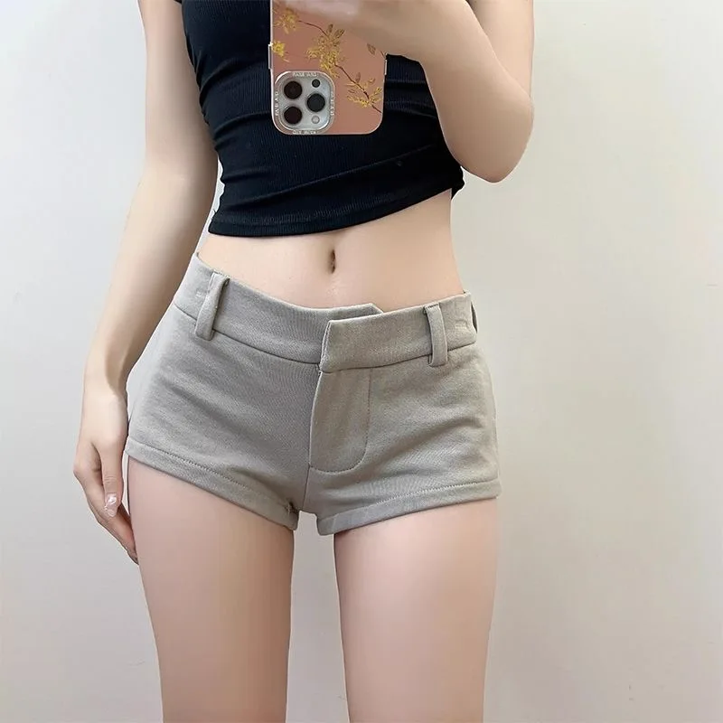 High Quality Summer Low Waist Shorts Sexy Package Hip Solid Color Slim Shorts For Women Club Streetwear Y2K Shorts Female