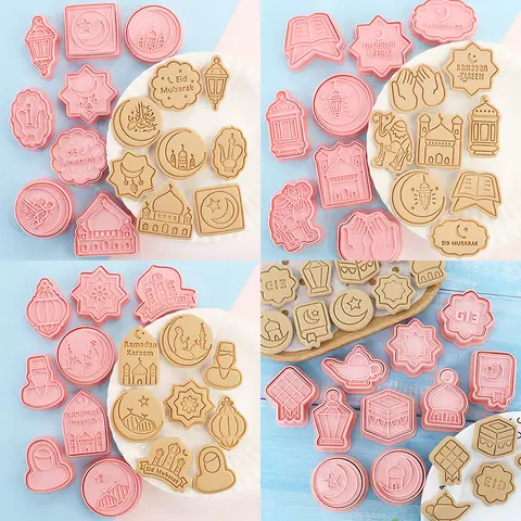 Eid Mubarak Cookie Cutters Ramadan Kareem Biscuit Stamp Diy Cookie Baking Mold Islamic Muslim Ramadan Party Decoration Supplies