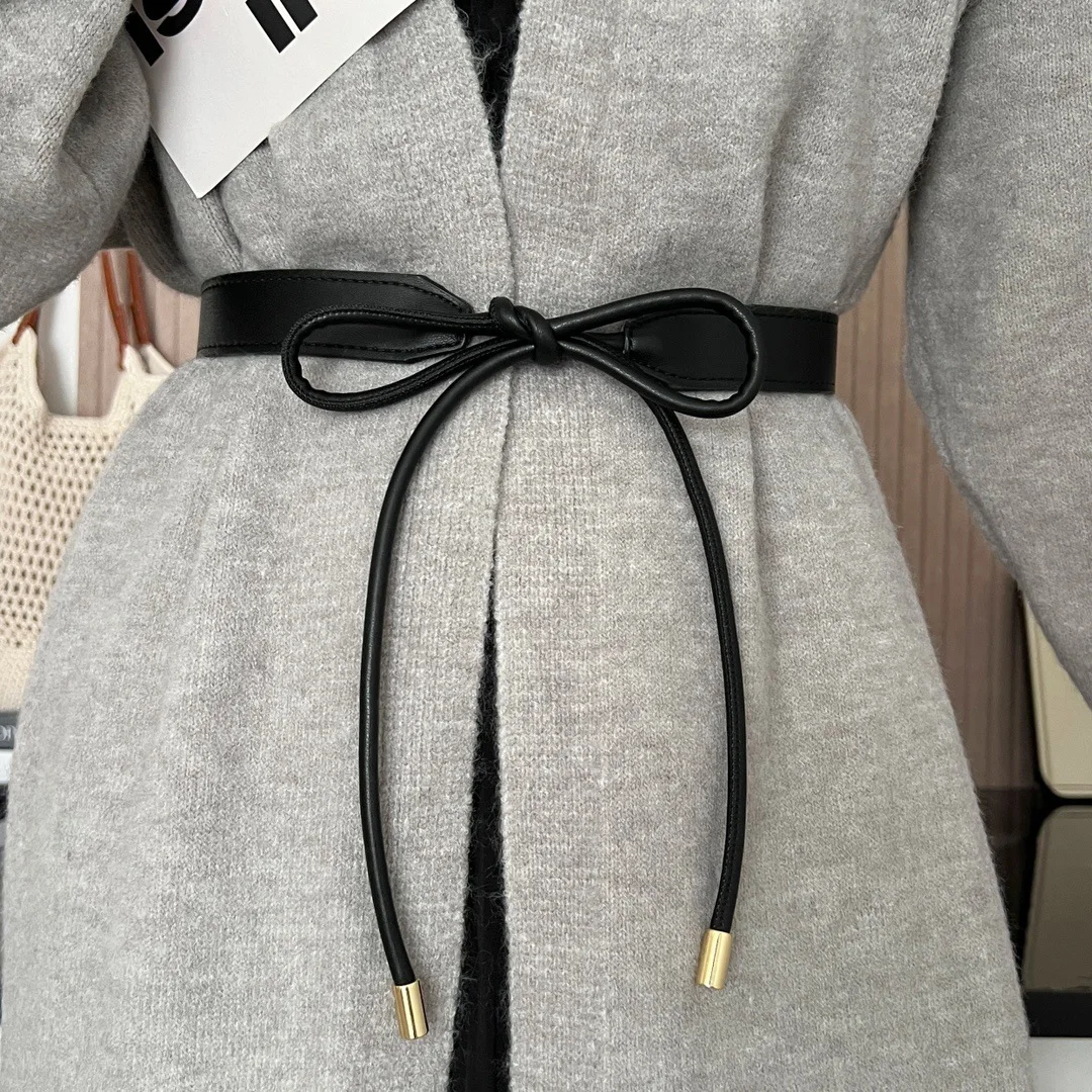 أحزمة مصممة للنساء جودة عالية عقدة لينة بولي Leather جلد طويل Cummerbunds معطف واسع Ceinture فام فستان حزام Cintos #2