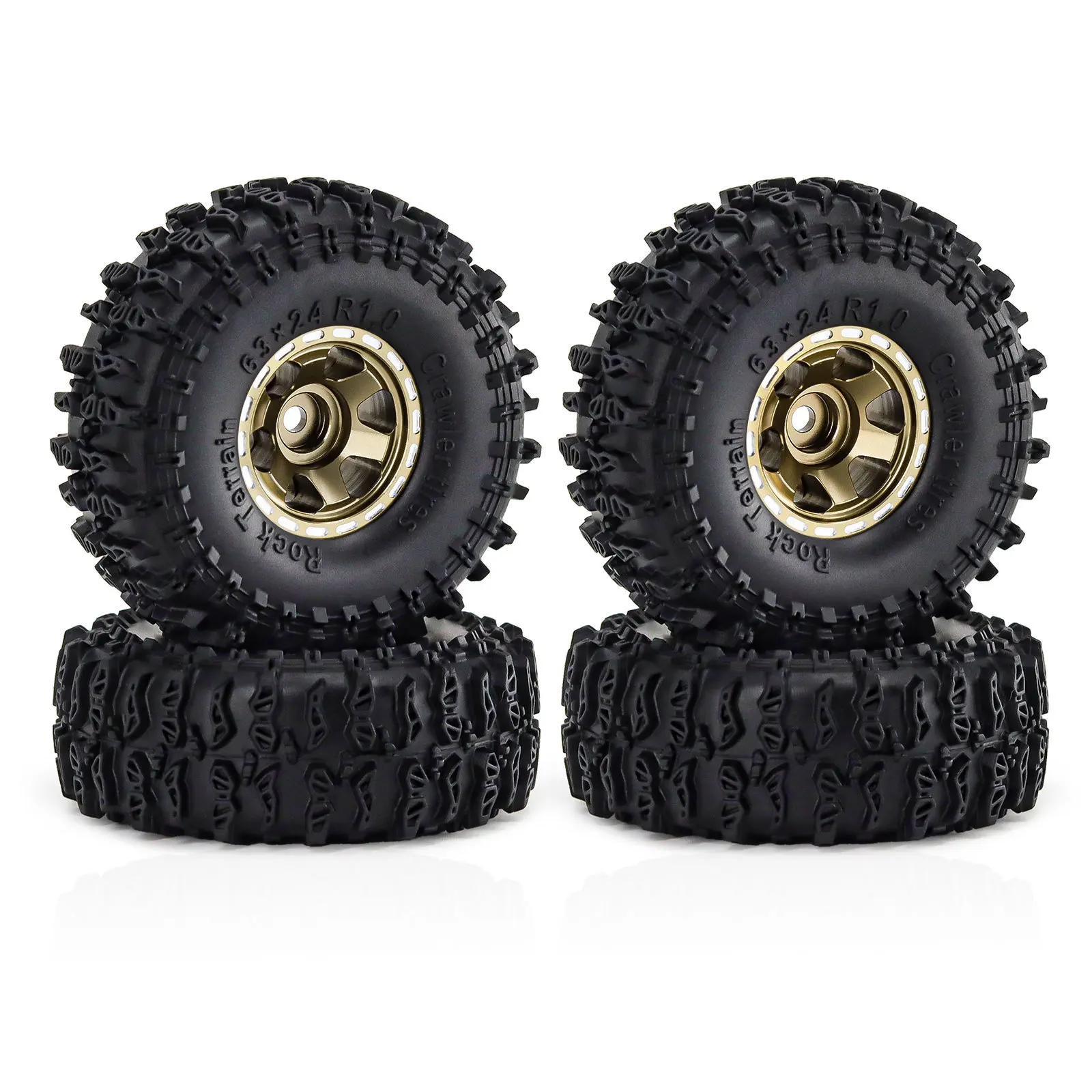 Juego de neumáticos de rueda Beadlock de Metal, 4 Uds., 63mm, 1,0 ", para coche trepador de control remoto TRX4M SCX24 AX24 FCX24, accesorios de piezas de mejora, 1/18 1/24