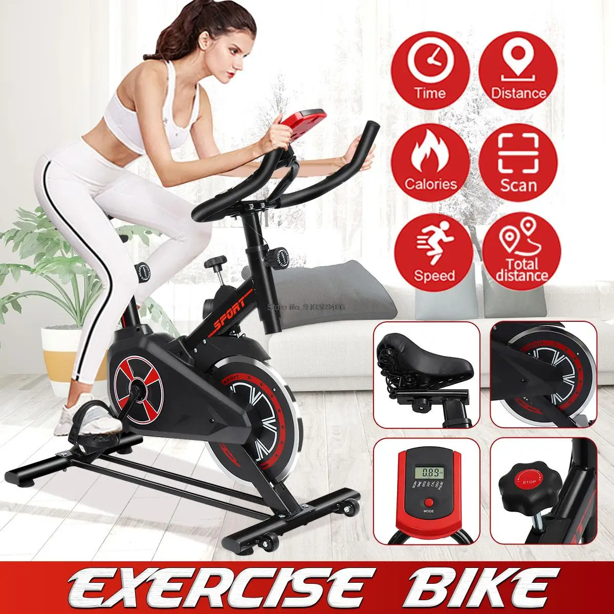 Exercise Bike with LCD monitor Home Ultra-quiet Indoor Bike Fitness Bike Dynamic Bicycle Fitness Equipment Heavy Duty