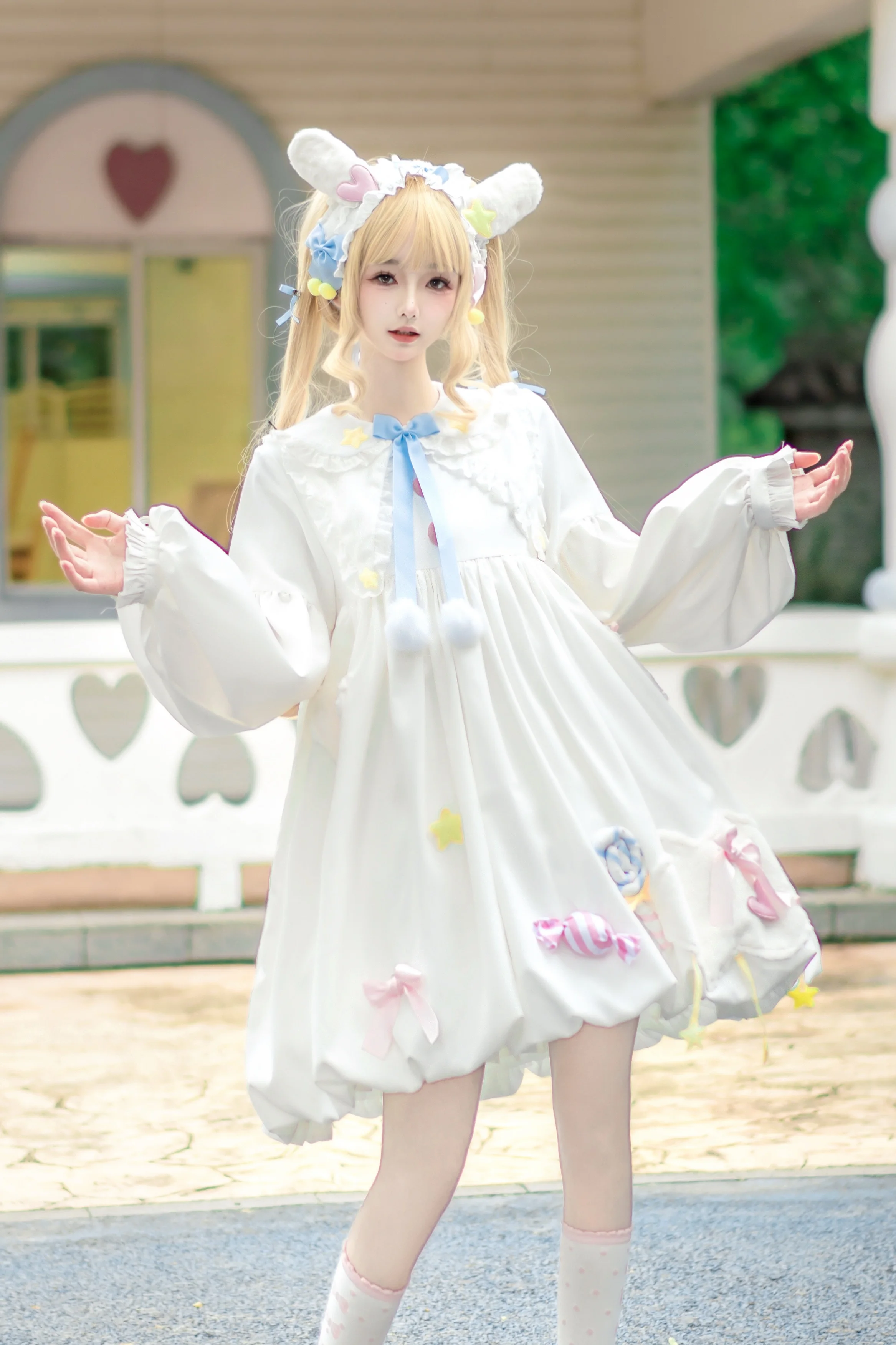 

Original Design Lolita Dress White Rabbit Dress Daily Girl Mid length Spring Autumn Cos Loli Chiffon Frock Factory Direct Sales