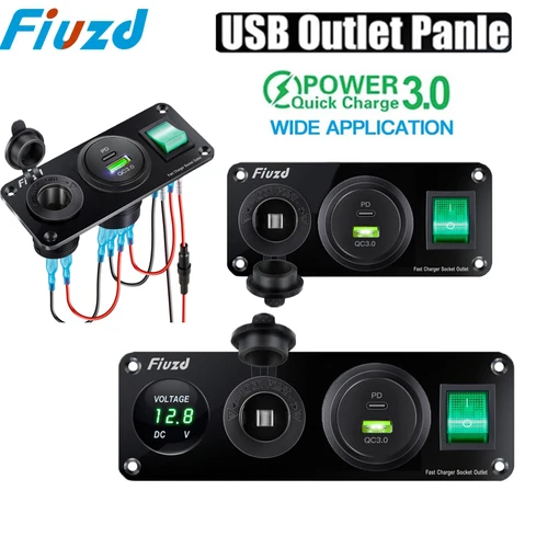Enchufe de encendedor de cigarrillos de 12V 4 en 1, Panel de salida USB Dual QC3.0 impermeable para coche, enchufe de cargador para barco marino RV