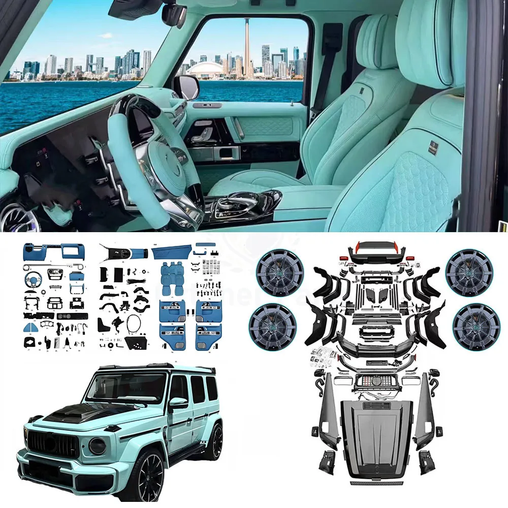 مصد G Wagon B800 G800 من ألياف الكربون الجافة مع فتحات عادم G Class W464 طقم تحديث/ترقية السيارة