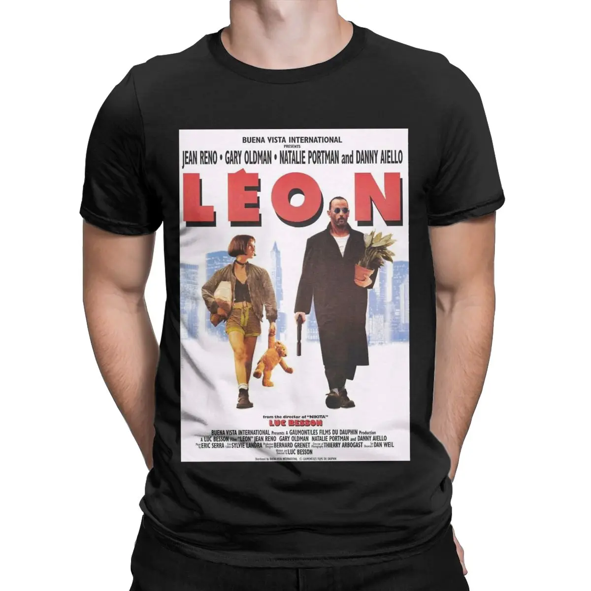 Men T-Shirt Leon The Professional Funny Pure Cotton Tees Short Sleeve Movie T Shirts Round Neck Tops Party