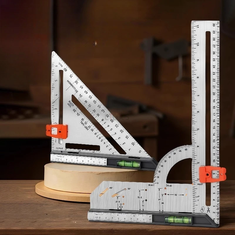 

Woodworking Foldable Right Angle Ruler Precision Stainless Steel Triangular Gauge Adjustable Angle Scribing Protractor Tools