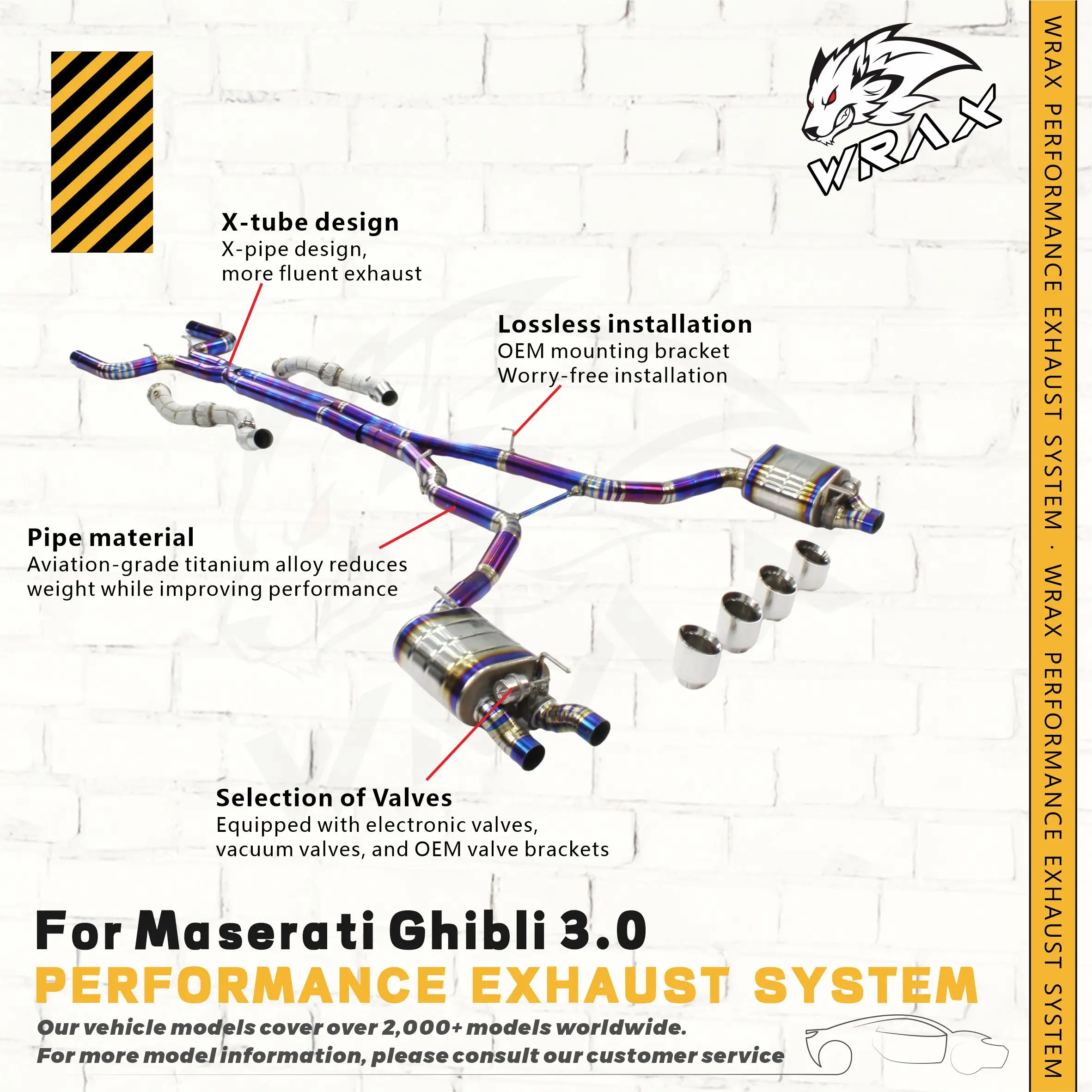 

Supercar Sports Sound Exhaust WRAX for Maserati Ghibli 3.0 SS304 Downpipe and Titanium Catback High Performance System