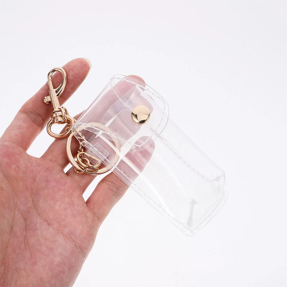 

3pcs Transparent Lipstick Sleeve Keychain Pvc Holder Portable Dust Resistant Case For Lipstick Coins Earphones Clear Pouch