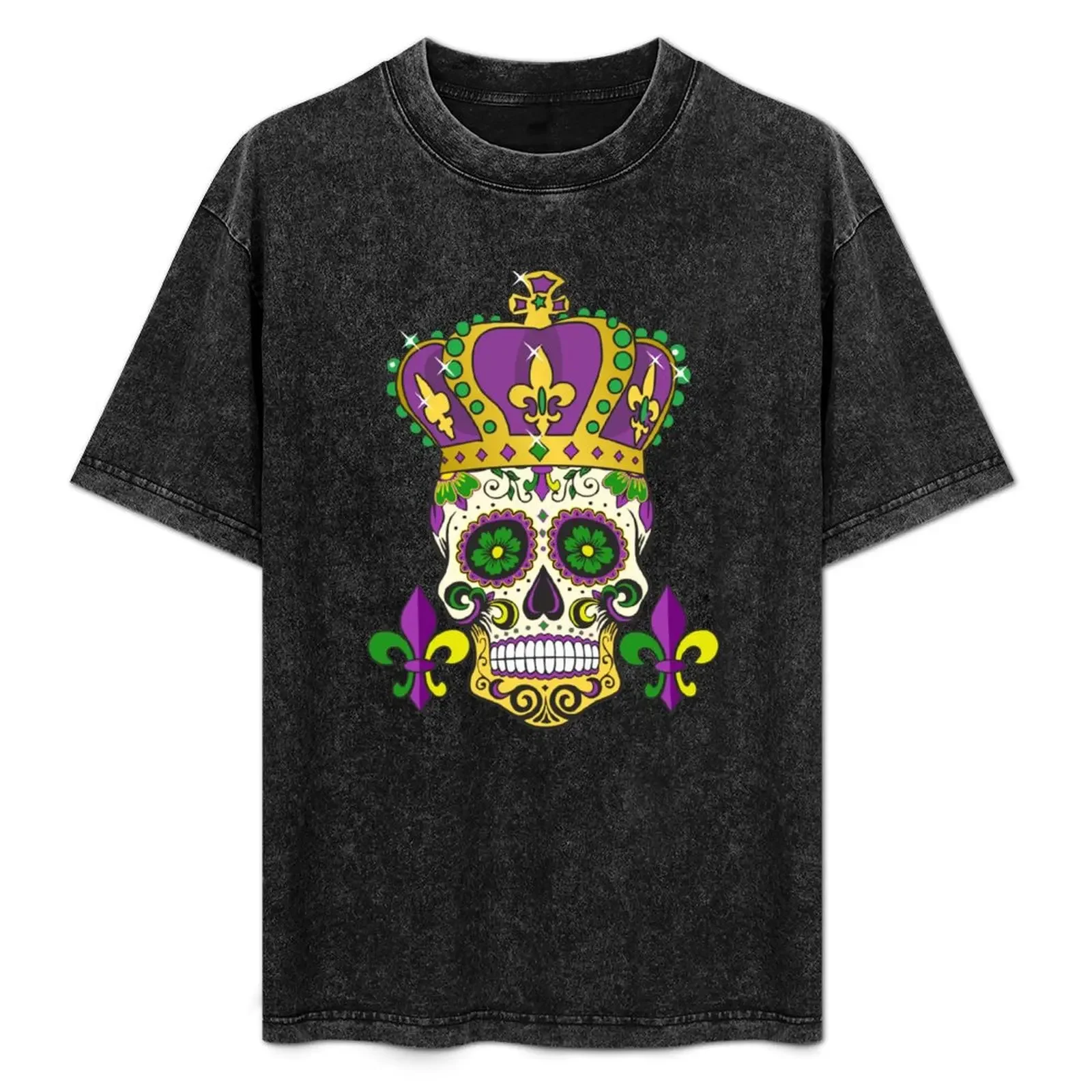 

Mardi Gras Sugar Skull Tattooed Jester Hat King of The Parade T-Shirt oversized t shirt vintage clothes sweat shirts, men