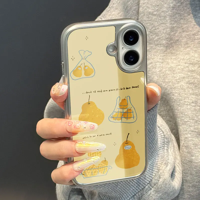 Чехол для телефона с желтой сладкой грушей для iPhone 11/12/13/14/15/16/17 Pro Max AIR PLUS, эпоксидный чехол для телефона, ТПУ, защита от падения