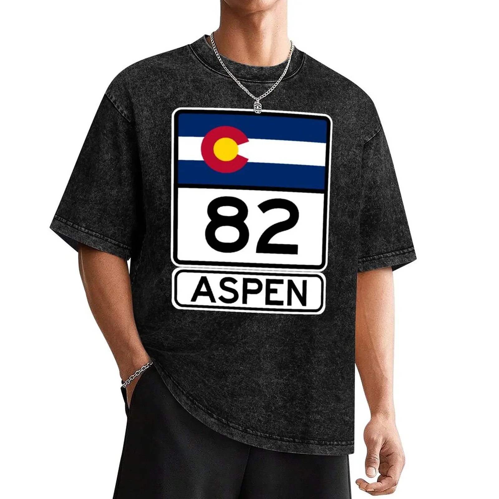 CO-82 - Aspen, Aspen Road Sign, Colorado 82 Aspen T-Shirt anime plain summer top rapper graphic tees mens clothes