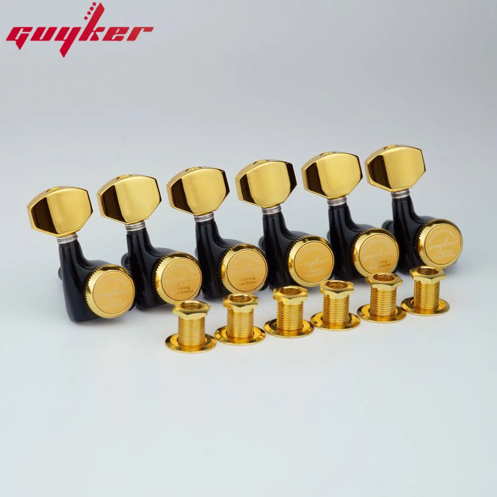 GUYKER Guitar Locking Tuners Electric Guitar Machine Heads Tuners Black Gold Guitar Tuning Pegs