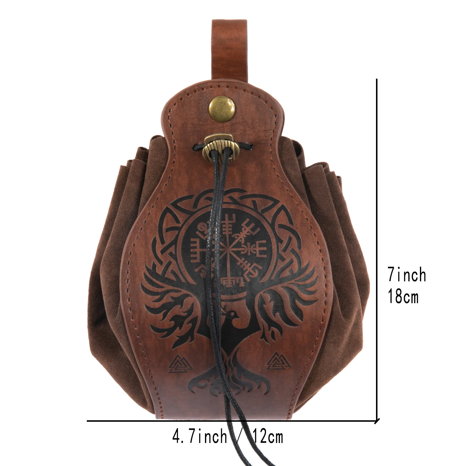 Mittelalterliche Wikinger-Geldtasche, Tasche, Cosplay, zum Aufhängen, Gürtel, Hüfttasche, Unisex, Leder, Kordelzug, Geldbörse, Party-Zubehör, Requisite – Detail 1