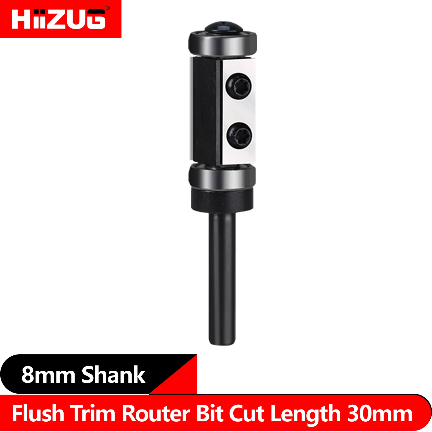 Spiral Flush Trim Pattern Template 8mm Shank 30mm Cutting Length Double Top Bottom Bearings Router Bit Replaceable Insert Cutter