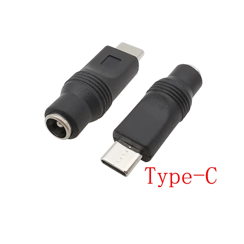 2Pcs DC Power Adapter 5.5x2.1mm Female Jack to USB Type C Male Plug Connector Interface Converter For Electronic Device Charging