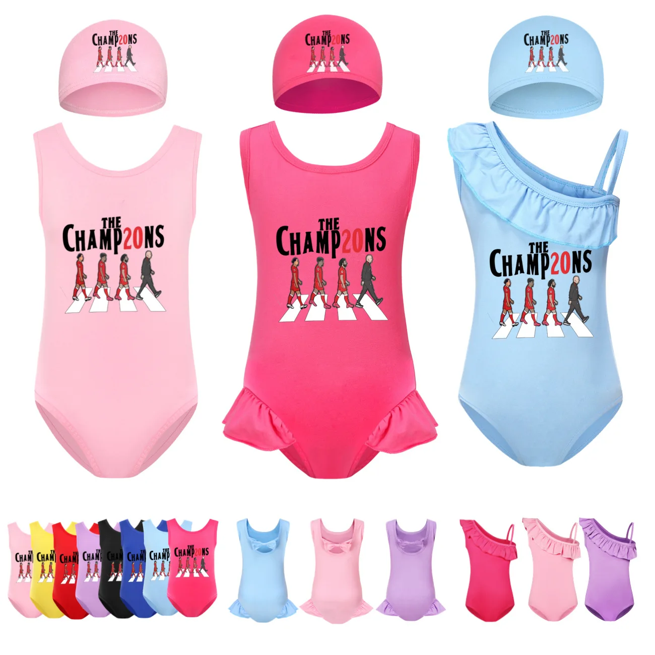 

Hot Girls Swimsuit Bathing Suit Children's Cartoon Casual Swimwear Kids Liverpool The 20 Champions Bathing Suit4486