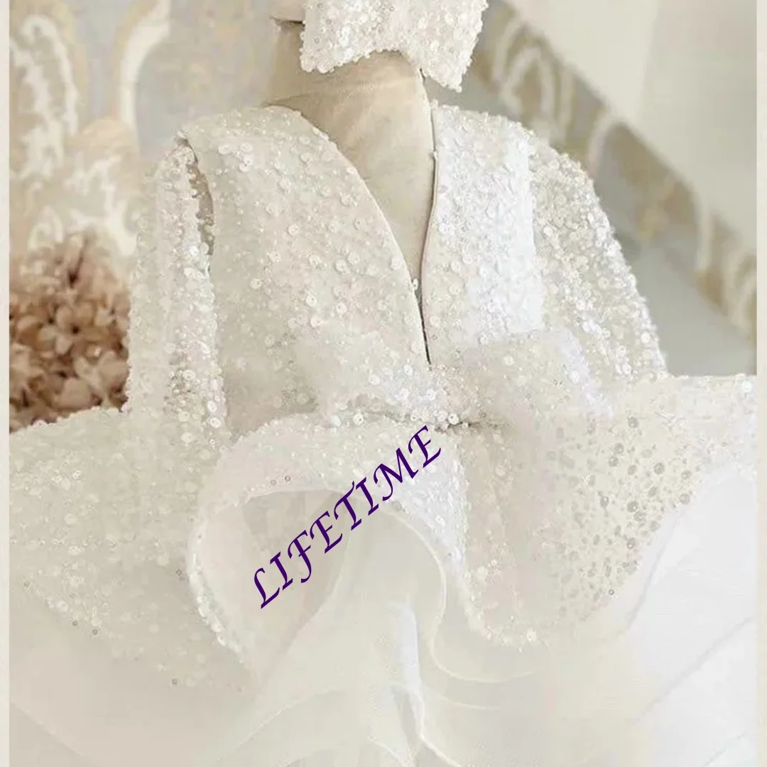 Customized Girl's 2025 Princess Dress with White Puffy Tulle Skirt Children's Host Model Show Costume Cross-border Dropshipping