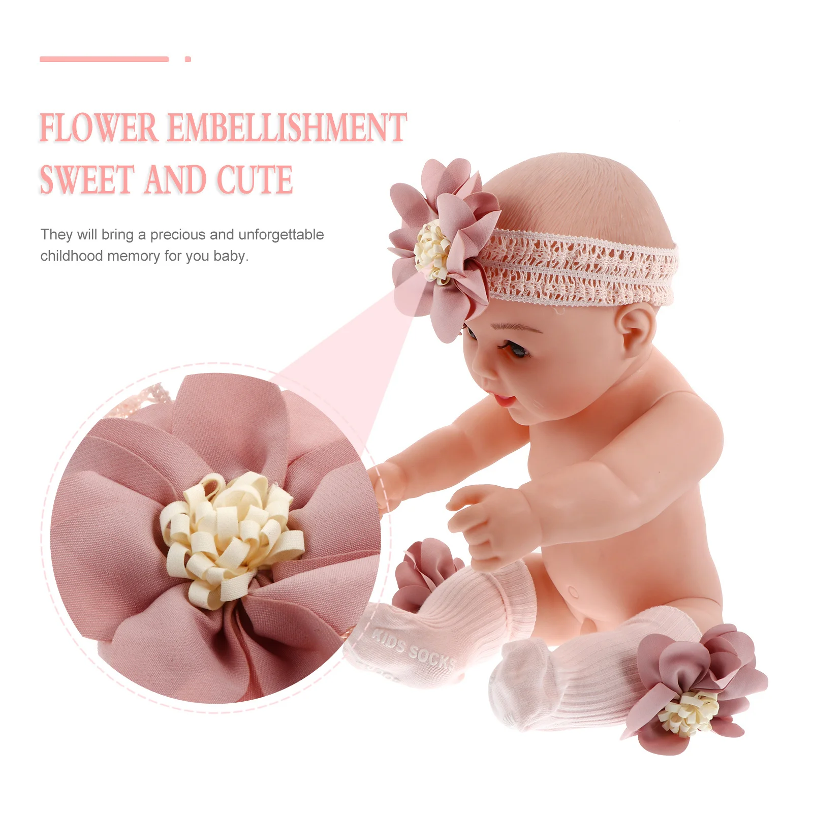 مجموعة واحدة من عصابة رأس الجوارب على شكل زهرة ناعمة ومرنة قابلة للتنفس بطول منتصف الساق رائعة لمستلزمات أعياد الميلاد في الشهر الأول