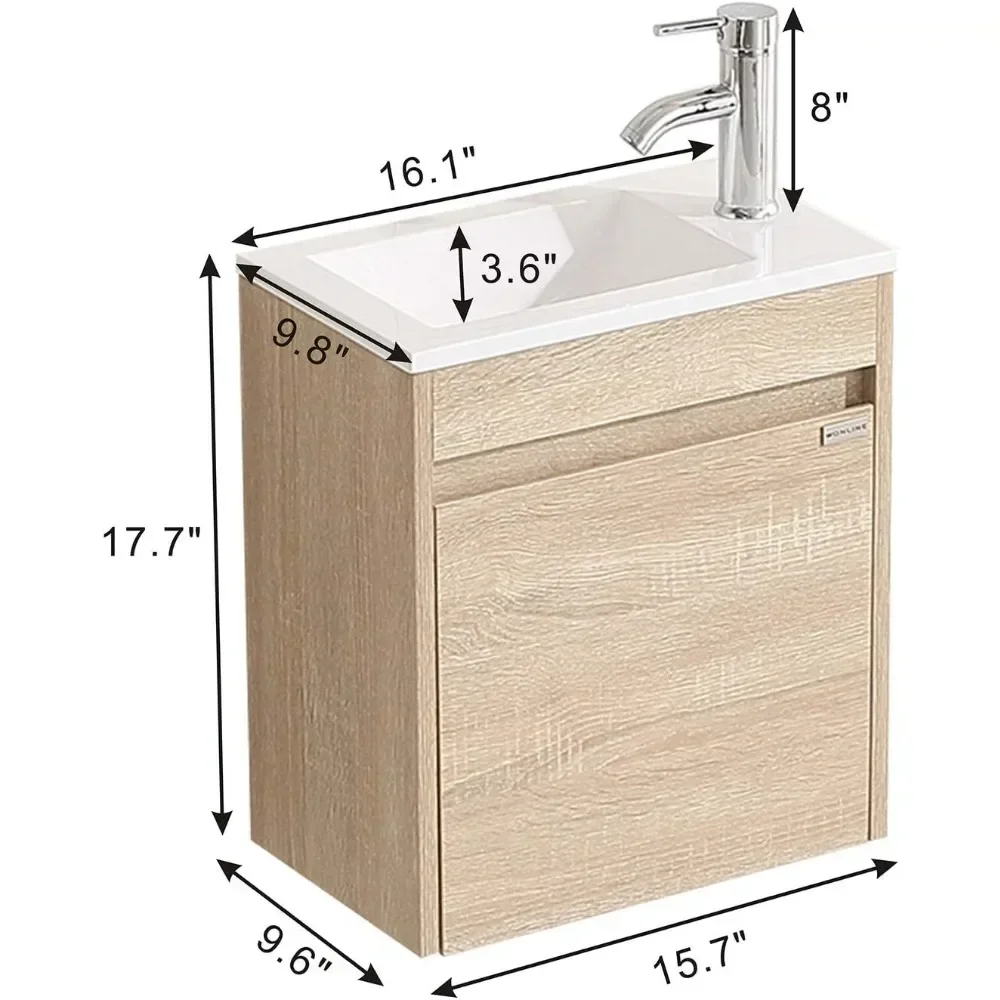 Mobile da bagno con lavabo singolo, mobile da bagno moderno galleggiante con lavabo per piccoli spazi