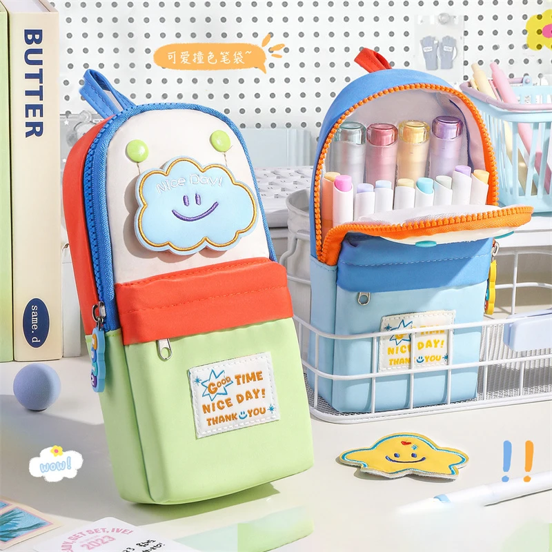 

1 шт. Милый мультяшный мини-рюкзак, вместительный пенал, портативный школьный рюкзак для хранения канцелярских принадлежностей, подарок для детей