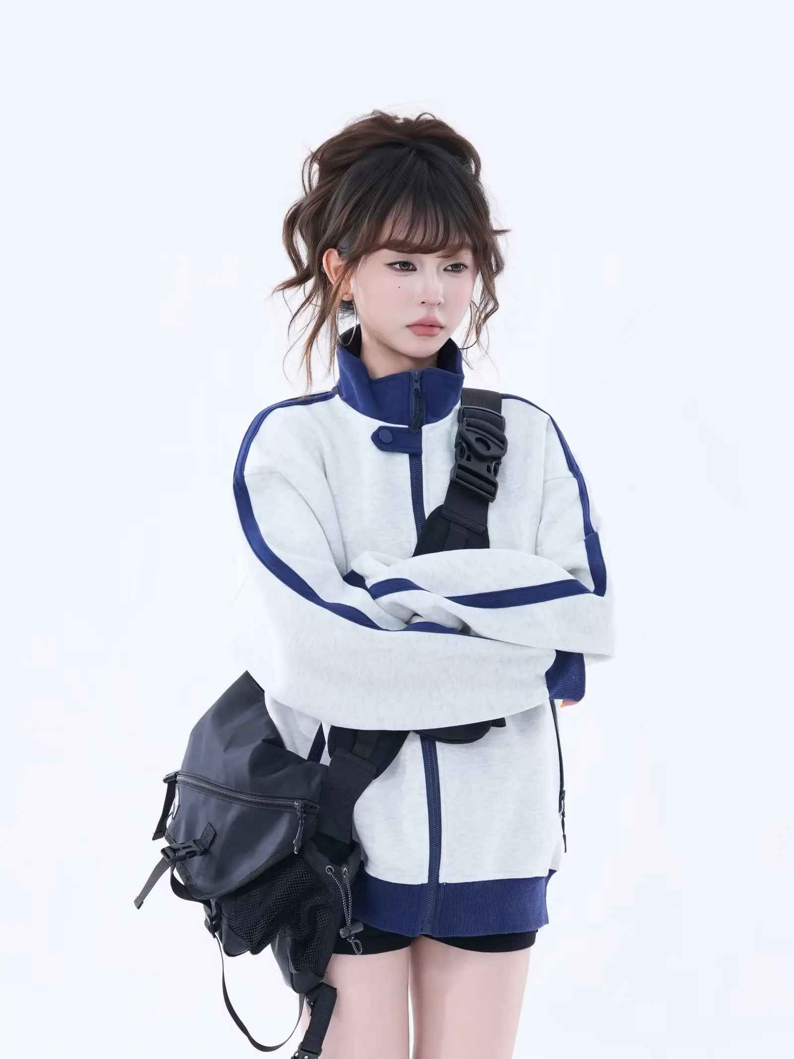 

Американский ретро ленивый нейтральный стиль контрастного цвета реглан толстовка для мужчин и женщин свободный модный брендовый кардига на молнии для пар