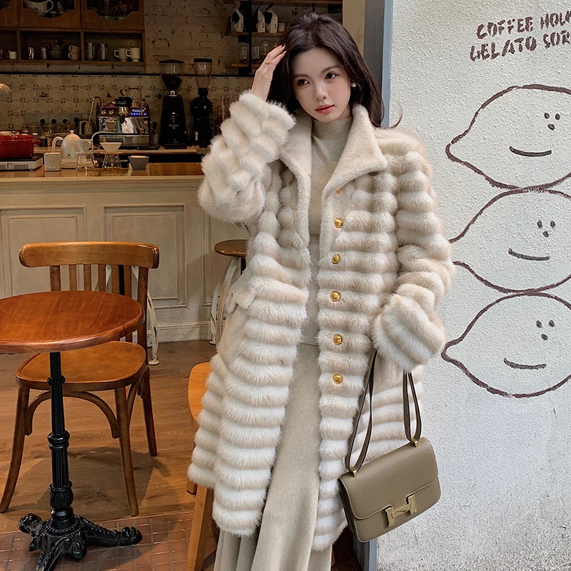 2025 نماذج جديدة الشتاء النساء الموضة الدافئة الطبيعية الجديدة الفاخرة الراقية Stylelong كم موضة معطف دافئ #1