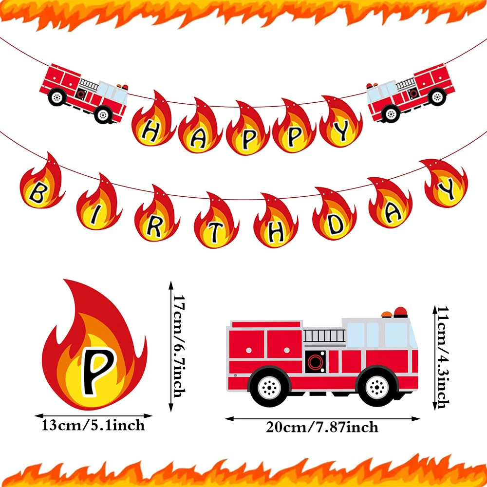 Feuer Party Dekoration Folie Feuerwehr auto Geburtstag Nummer Luftballons Flamme Serviette Banner Kinder Feuerwehr mann Feuerwehr mann Party Gunst Lieferungen – Detail 16