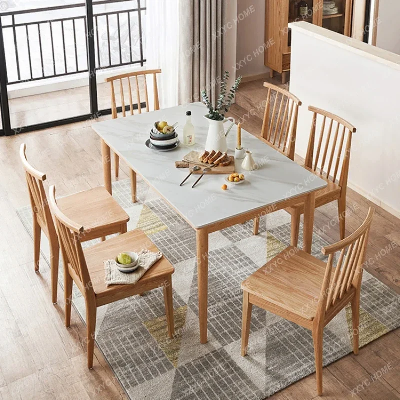 

Solid Wood Dining Table and Chair Wood Oak Furniture Small Apartment Simple Dining Table